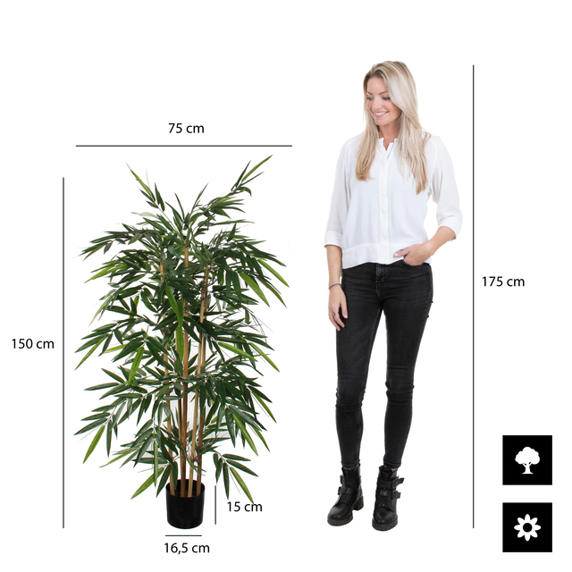 Kunstplant Mica Bamboe in plastic pot 150x75cm