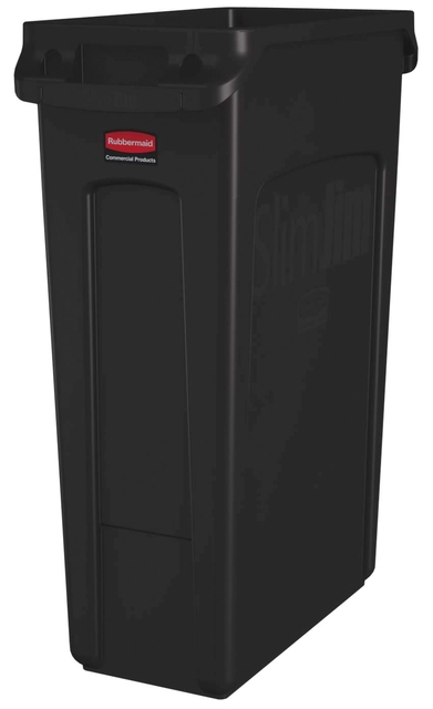 Afvalbak Rubbermaid Slim Jim Vented met luchtsleuven 87 liter bruin