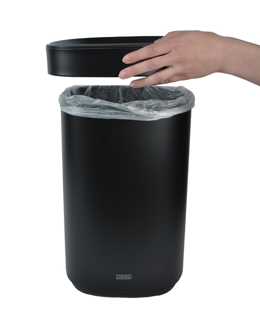 Afvalbak Desq open inworp 20 liter metaal zwart