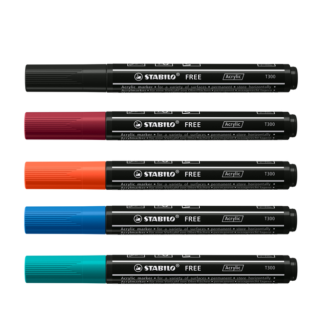 Acrylmarker STABILO  Free Acrylic T300 Urban assorti 5 stuks