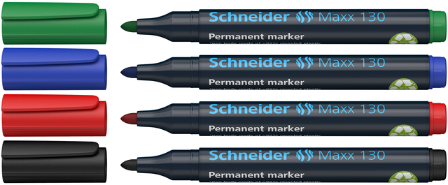Permanent marker Schneider Maxx 130 rond 1-3mm assorti 4 stuks