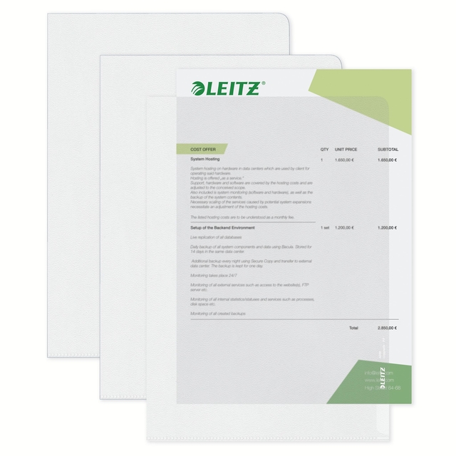 Insteekmap L-model Leitz Premium 0.13mm PP A4 transparant 100 stuks