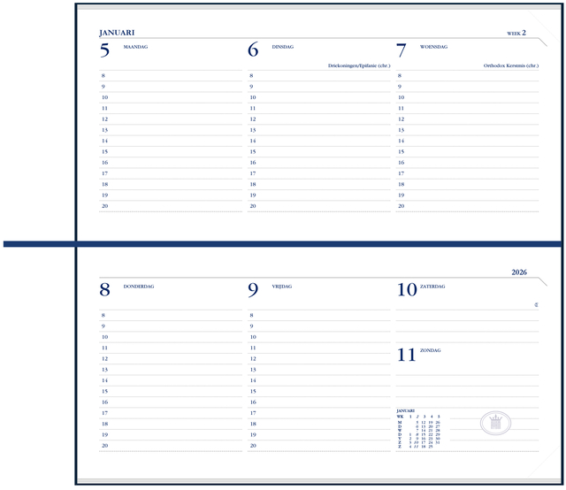 Agenda 2027 Ryam Memoplan 7 Mundior 7dagen/2pagina's landscape zwart