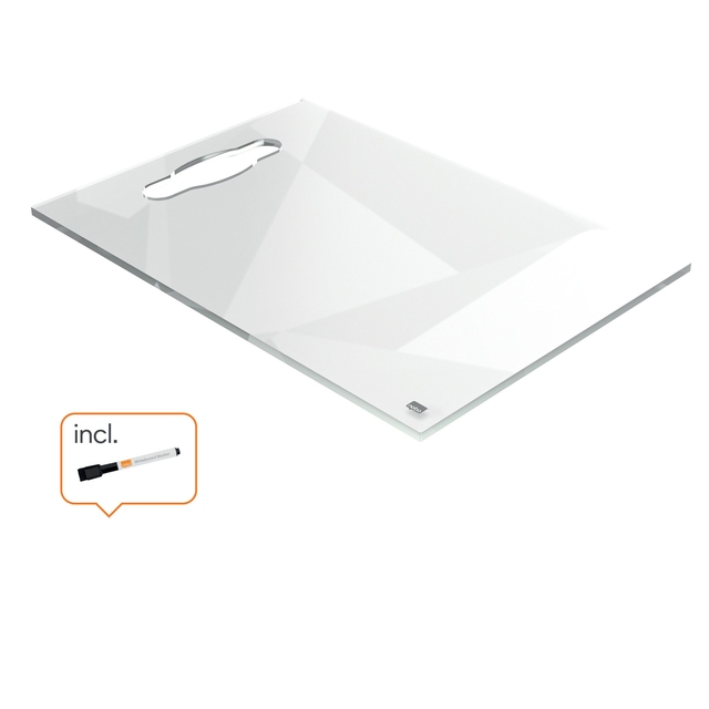 Notitiebord Nobo transparant acryl met handgreep A4