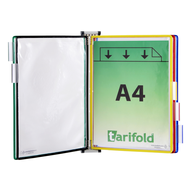 Zichtpanelensysteem wand Tarifold metaal A4 met 5-tassen assorti