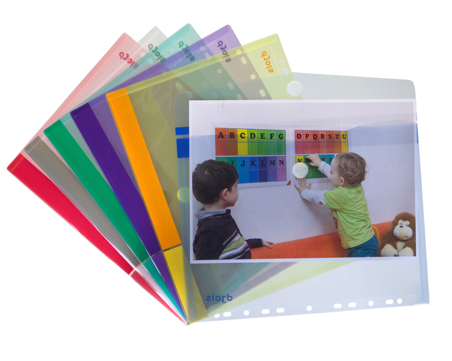 Enveloptas Djois Color Collection A4 horizontaal geperforeerd assorti