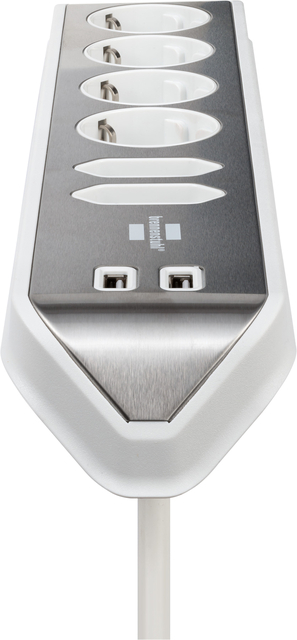 Stekkerdoos Brennenstuhl bureau Estilo 6vdig incl 2 USB 2m wit/zilver