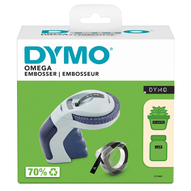 Lettertang Dymo Omega embossing blauw