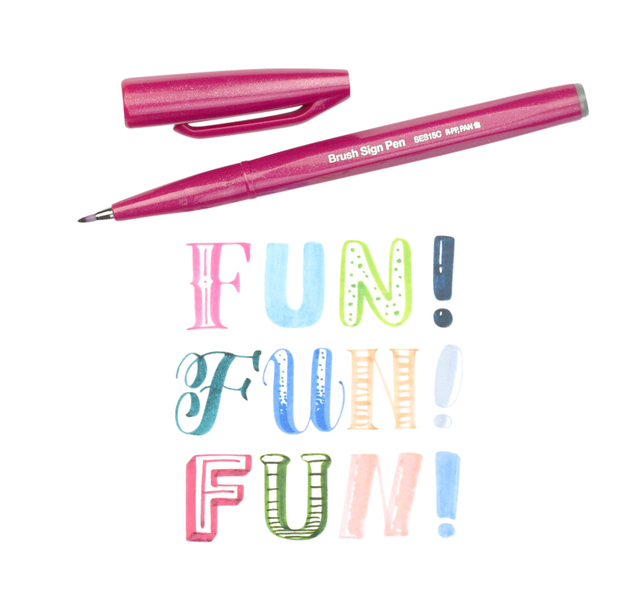 Brushpen Pentel Sign SES15C pastel assorti 12 stuks