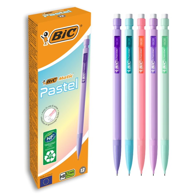 Vulpotlood Bic Matic Pastel HB 0.7mm pastel assorti
