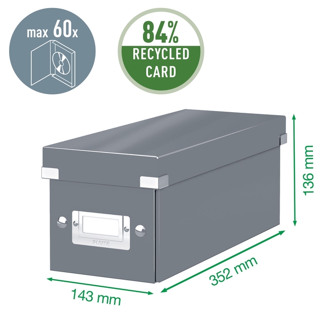 CD-opbergdoos Leitz Click & Store WOW  gerecycled karton 143x136x352mm wit