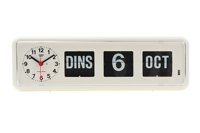 Kalenderklok Twemco BQ-38 wit Nederlands