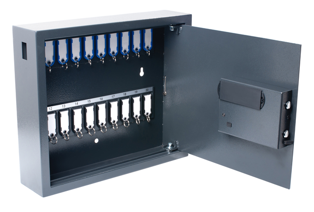 Sleutelkast Pavo High security Magnettag met fingerprintslot 20 haken 350x410x100mm