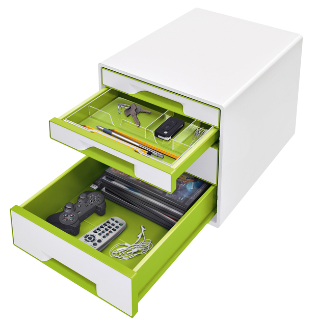 Ladenblok Leitz WOW CUBE 4 laden wit/groen
