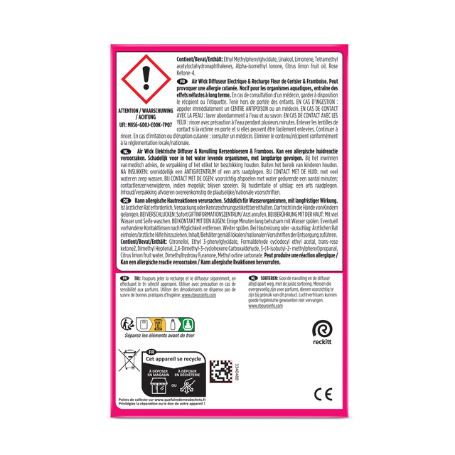 Luchtverfrisser AirWick Electrical Kersenbloesem & Framboos Starter Kit 19ml