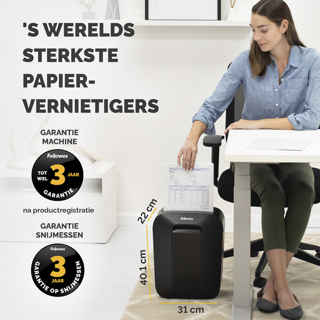 Papiervernietiger Fellowes Powershred LX50 snippers 4x37mm zwart