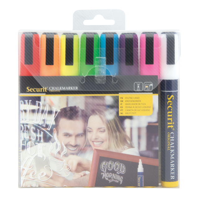 Krijtstift Securit SMA-510 schuin 2-6mm assorti blister à 8 stuks