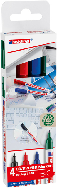 Cd marker edding 8400 rond 0.5-1.0mm assorti 4 stuks