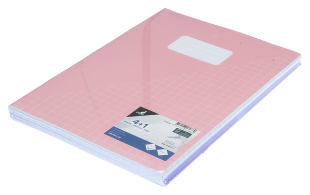 Schrift Kangaro A4 ruit 10mm 80pagina's 60gr pastel assorti 5 stuks