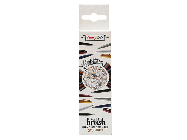 Brushpen Pentel Sign SES15C City Crush assorti 6 stuks