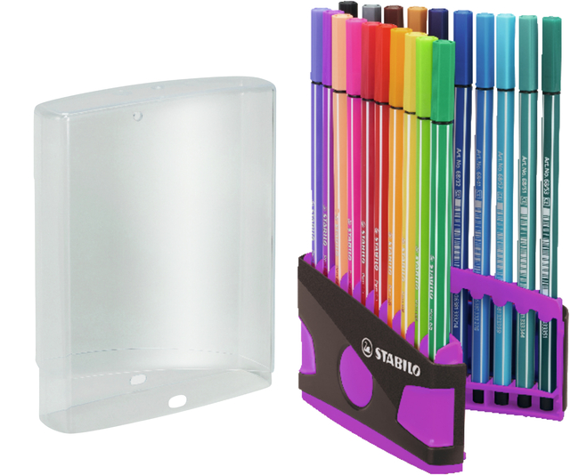 Viltstift  STABILO Pen 68/20 ColorParade in antr/roze etui M ass 20st