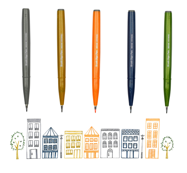 Brushpen Pentel Sign SES15C pastel assorti 12 stuks