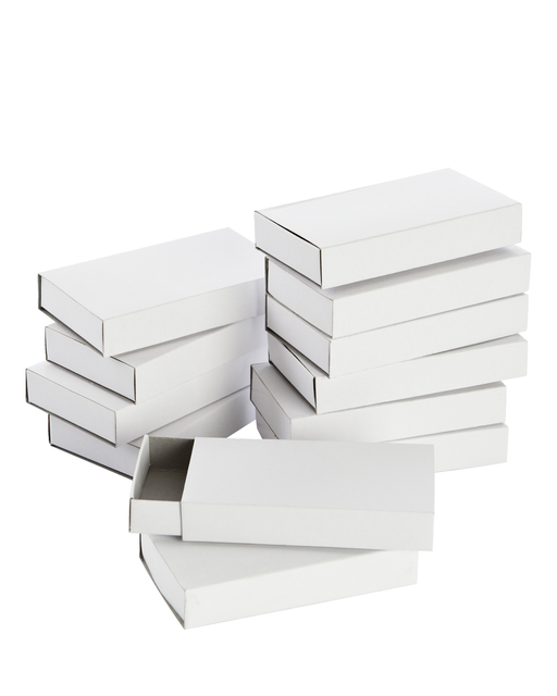 Luciferdoosjes Folia groot 110x60x20mm 12 stuks wit