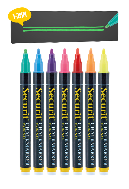 Krijtstift Securit SMA-100 rond ass 1-2mm blister à 7 stuks