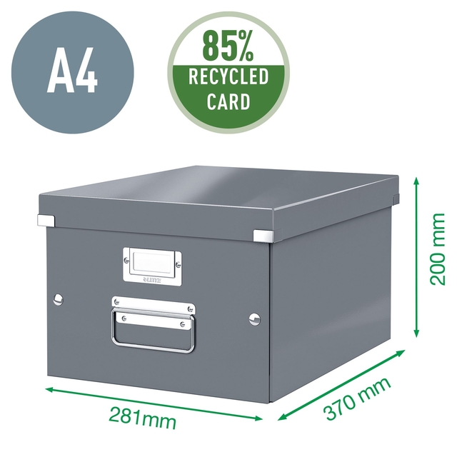 Opbergdoos Leitz Click & Store WOW middel gerecycled karton 281x200x370mm zwart