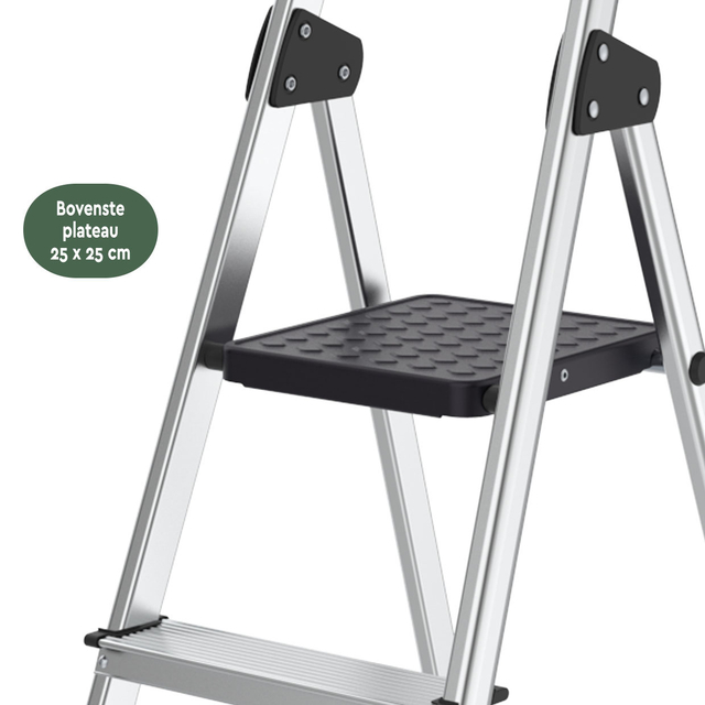 Huishoudtrap BRASQ 4 treden aluminium SLA400 zilver