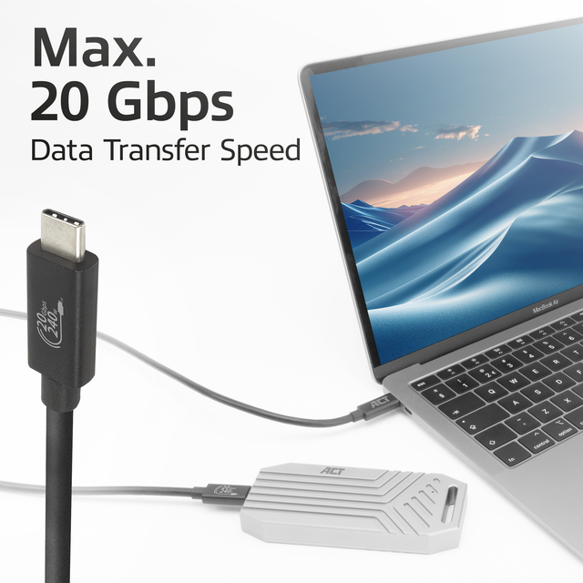 Kabel ACT USB-C 4.0 20Gbps Thunderbolt 3 2m