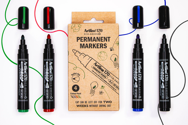 Permanent marker Artline 170 Dry Safe Eco rond medium ass 4 stuks