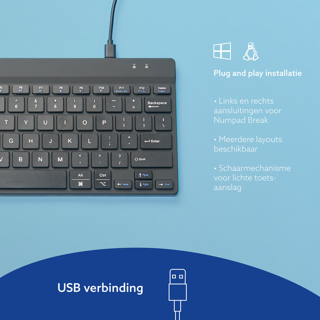 Toetsenbord R-Go Ergonomisch Compact Break QWERTY zwart