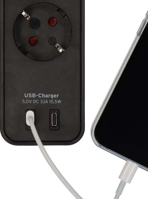 Stekkerdoos Brennenstuhl Ecolor 4vdig incl 2 USB C 1.5m zwart