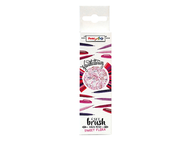 Brushpen Pentel Sign SES15C Sweet Flora assorti 6 stuks