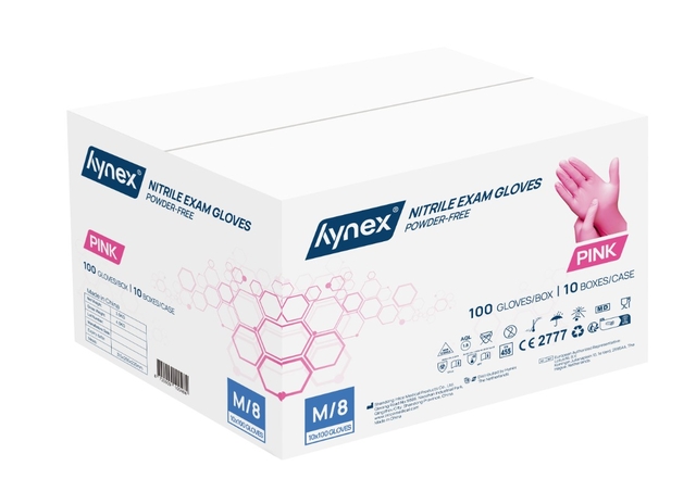 Handschoen Hynex nitril M roze 3.5gr 100 stuks