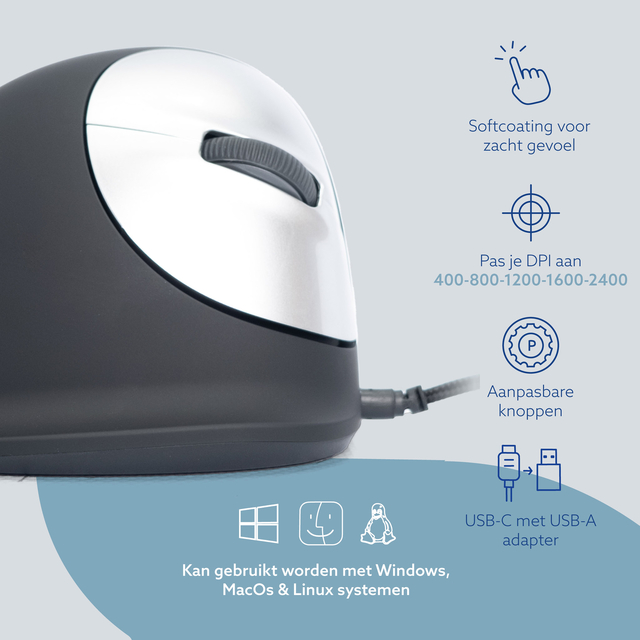 Muis R-Go Ergonomisch HE Break Draad Rechts L