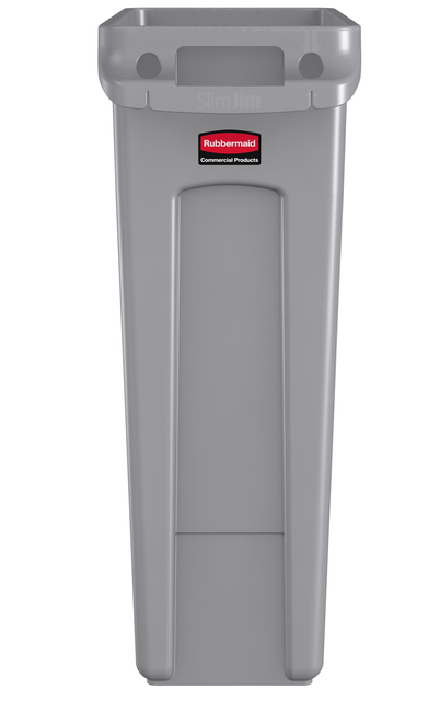 Afvalbak Rubbermaid Slim Jim Vented met luchtsleuven 87 liter grijs