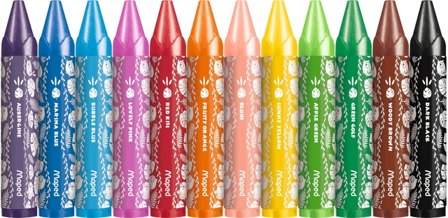 Waskrijt Maped Jungle Fever Jumbo set à 12 kleuren