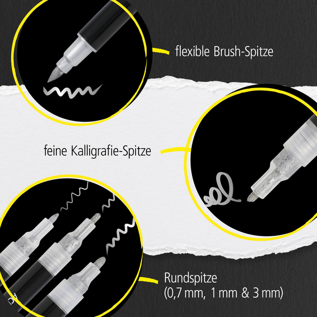 Acrylmarker Online lettering 5 breedtes zilver