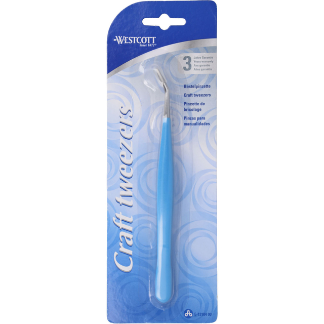 Knutselpincet Westcott 15.5cm soft grip blauw