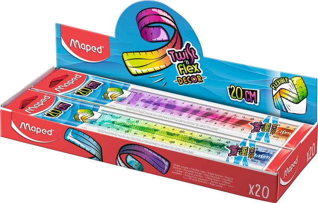 Liniaal Maped Twist 'n Flex Decor Animals 20cm assorti display à 20st