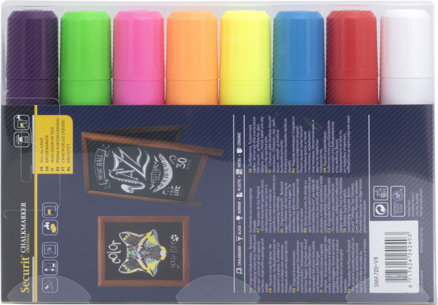 Krijtstift Securit SMA-720 blok ass 7-15mm blister à 8 stuks