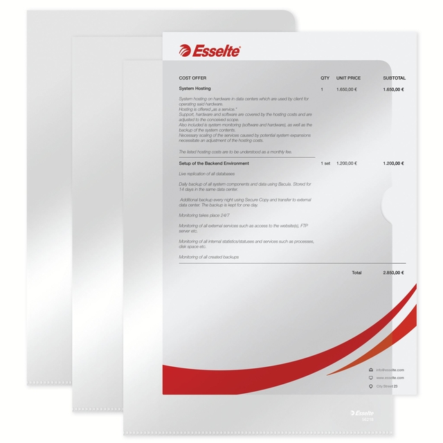 Insteekmap L-model Esselte standaard copy safe 0.11mm PP A4 glashelder 100 stuks