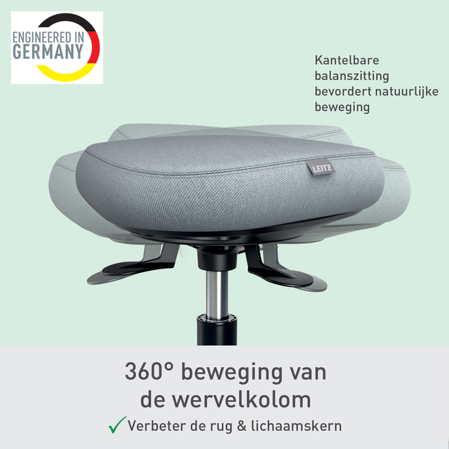 Zitkruk Leitz Ergo met wieltjes en wiebelkussen