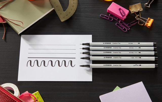 Creative Tips STABILO Arty assorti tips zwart en grijs blister à 10 stuks