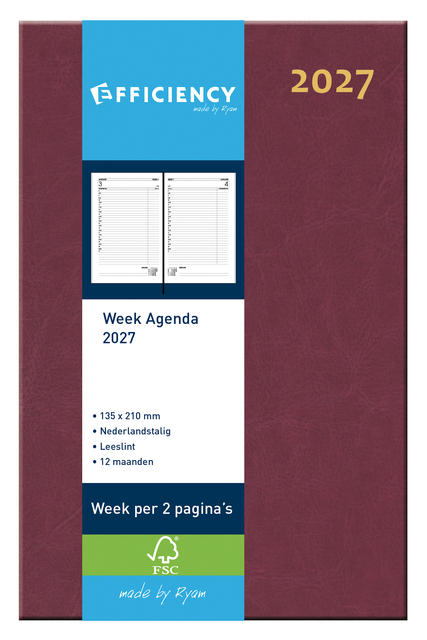 Agenda 2027 Ryam Efficiency Baladek 7dagen/2pagina's bordeaux