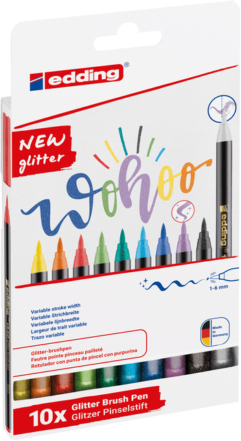 Brushpen edding 1340 glitter assorti set à 10 stuks