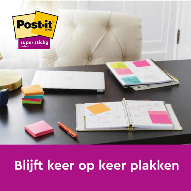 Memoblok Post-it 622 Super Sticky 47,6x47,6mm Carnival 12 stuks