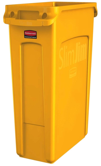 Afvalbak Rubbermaid Slim Jim Vented met luchtsleuven 87 liter geel
